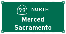 Continue north on California 99 to Merced and Sacramento