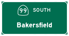 Continue south on California 99 to Bakersfield and Los Angeles