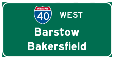 Interstate 40 west to Barstow and Los Angeles