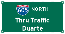 Continue north on I-605 to Duarte