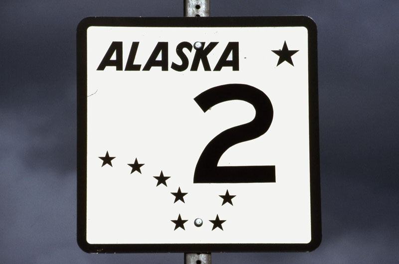 Alaska State Highway 2 sign.