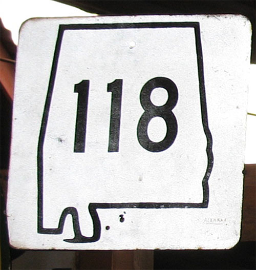 Alabama State Highway 118 sign.
