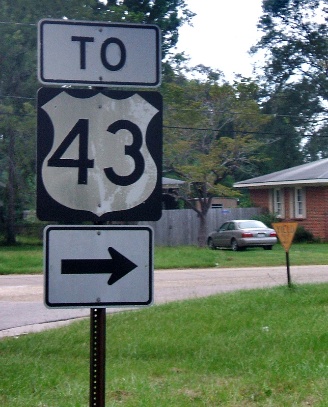 Alabama U.S. Highway 43 sign.