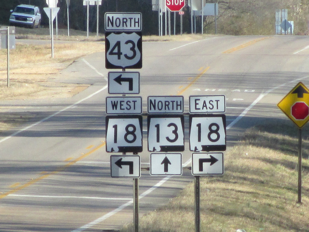 Alabama - U.S. Highway 43 and State Highway 13 sign.