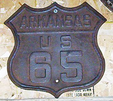 Arkansas U.S. Highway 65 sign.