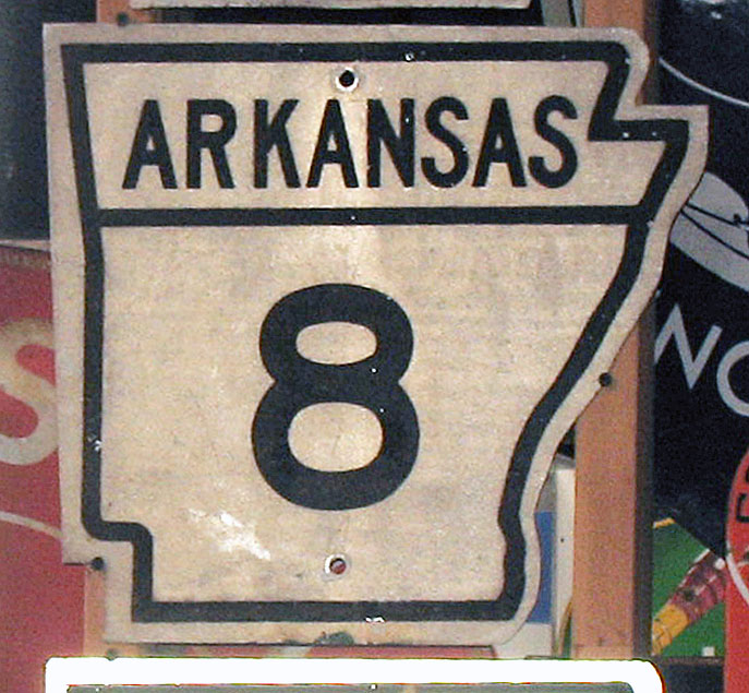Arkansas State Highway 8 sign.