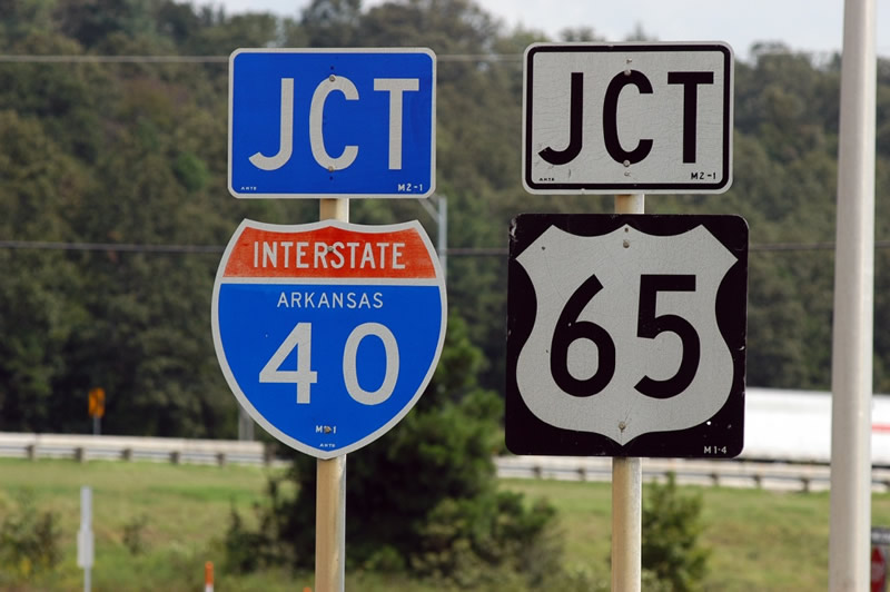 Arkansas - Interstate 40 and U.S. Highway 65 sign.