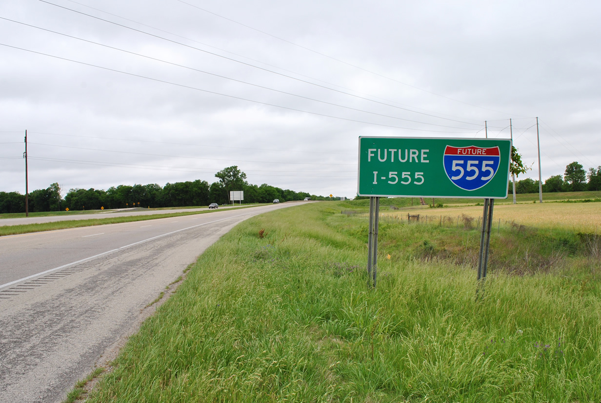 Arkansas Future Interstate 555 sign.