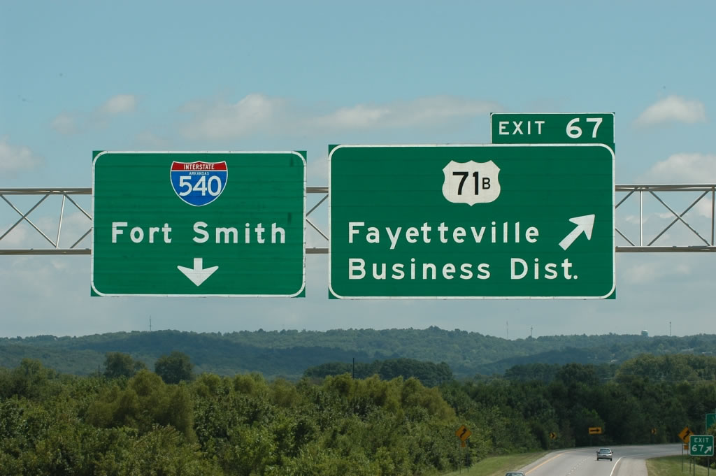 Arkansas - Interstate 540 and U. S. highway 71B sign.