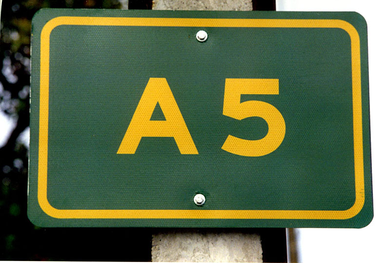 Australia national route A5 sign.