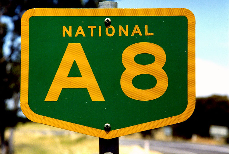 Australia national highway A8 sign.
