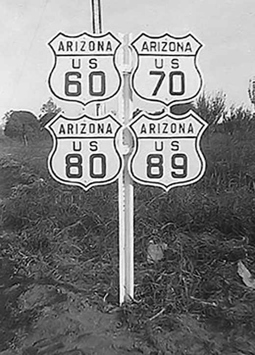 Arizona - U.S. Highway 89, U.S. Highway 80, U.S. Highway 70, and U.S. Highway 60 sign.