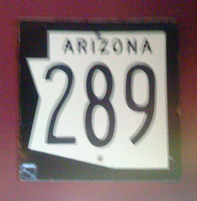 Arizona State Highway 289 sign.