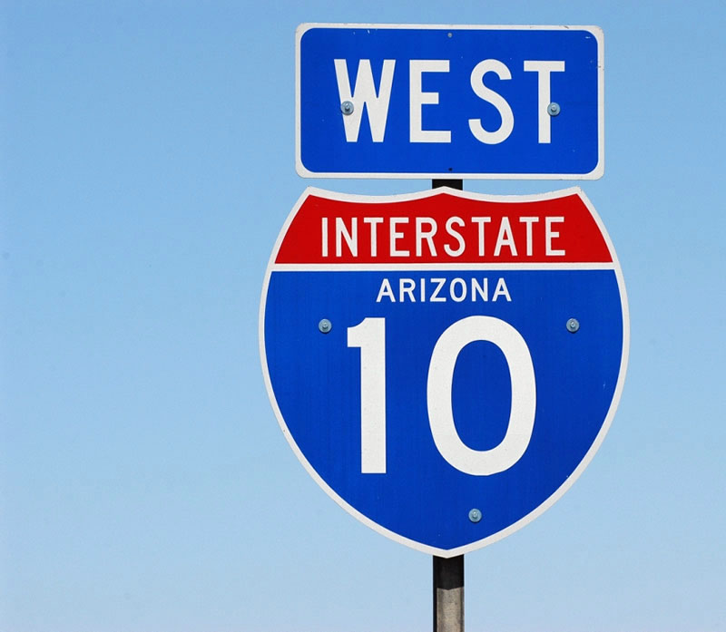 Arizona Interstate 10 sign.