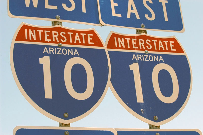 Arizona Interstate 10 sign.