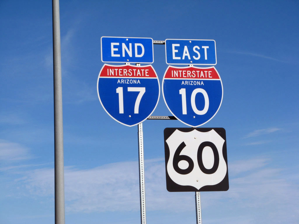 Arizona - U.S. Highway 60, Interstate 10, and Interstate 17 sign.