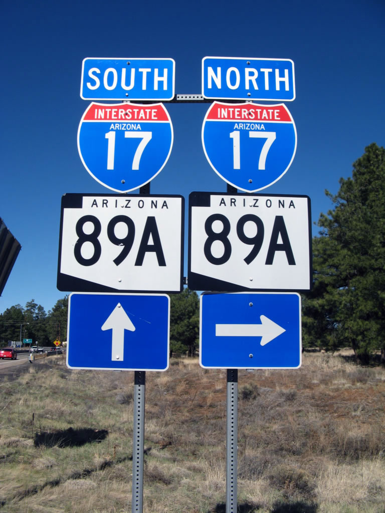 Arizona - state highway 89A and Interstate 17 sign.