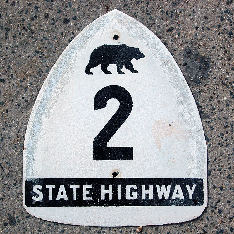California State Highway 2 sign.