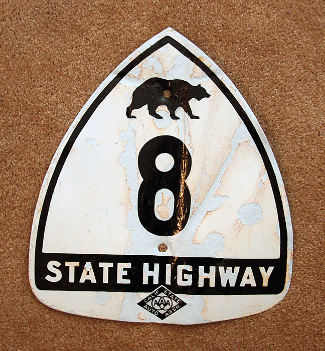 California State Highway 8 sign.