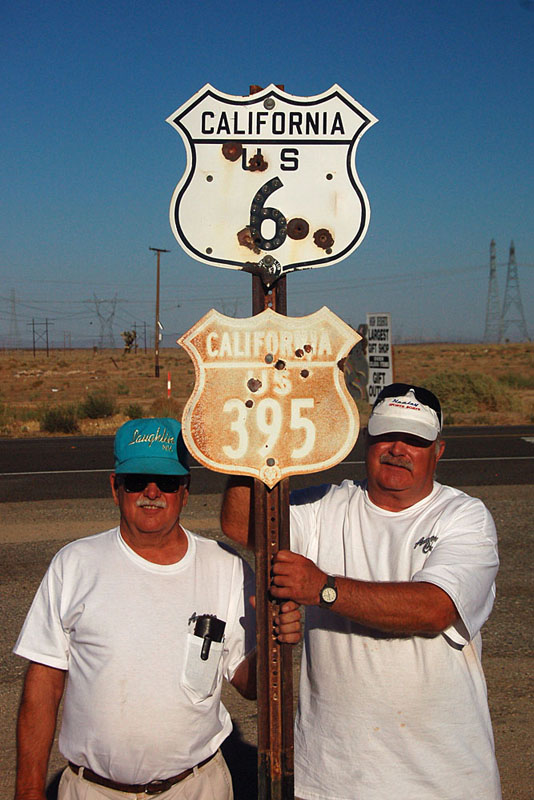 California - U.S. Highway 6 and U.S. Highway 395 sign.