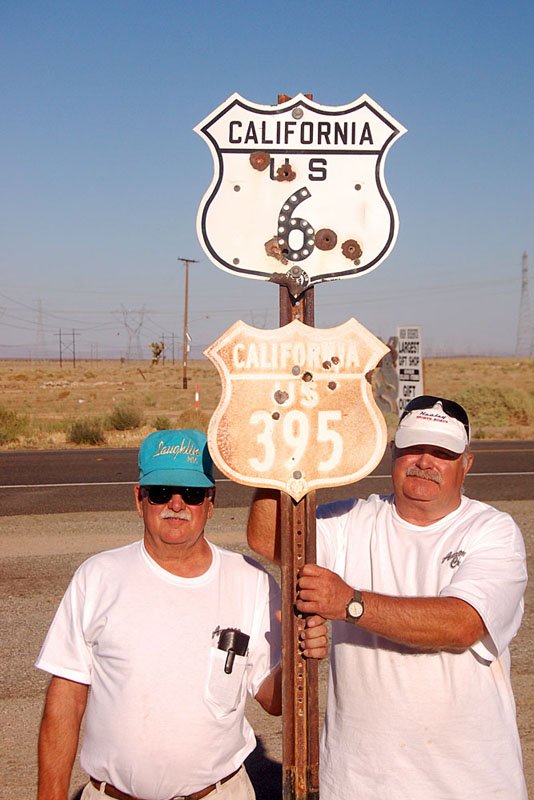 California - U.S. Highway 6 and U.S. Highway 395 sign.