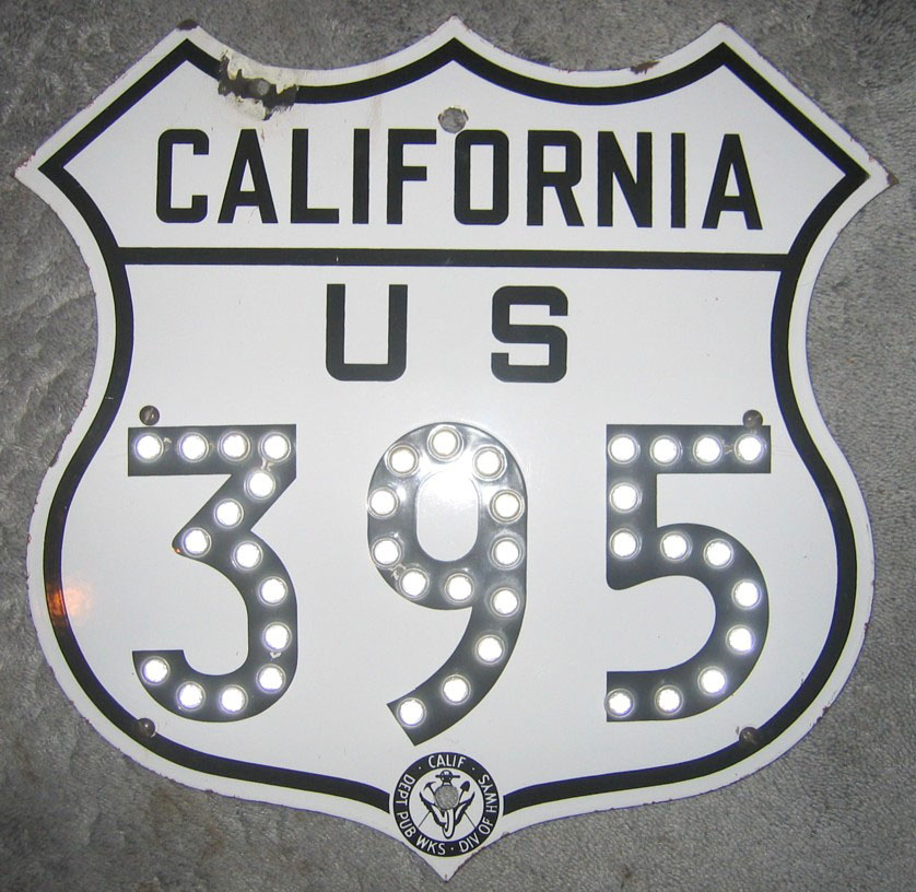California U.S. Highway 395 sign.
