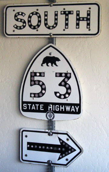 California State Highway 53 sign.