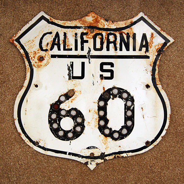 California - U.S. Highway 91 and U.S. Highway 60 sign.