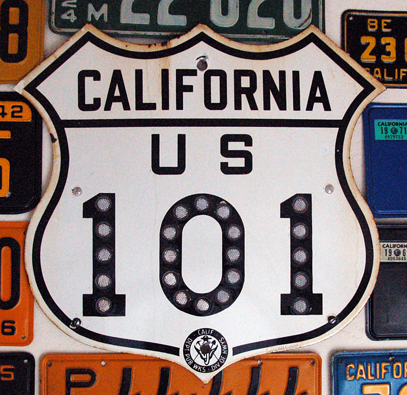 California - State Highway 65 and U.S. Highway 101 sign.