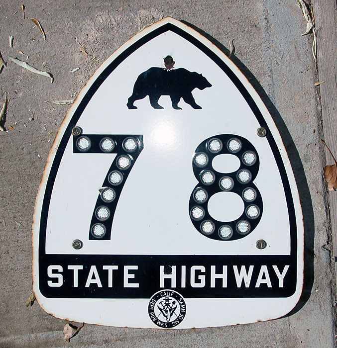 California State Highway 78 sign.