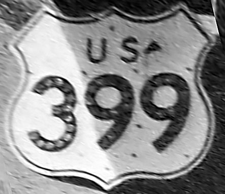 California U.S. Highway 399 sign.