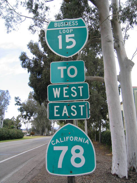 California - State Highway 78 and business loop 15 sign.