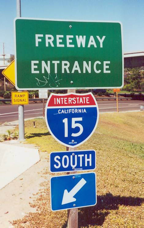 California Interstate 15 sign.