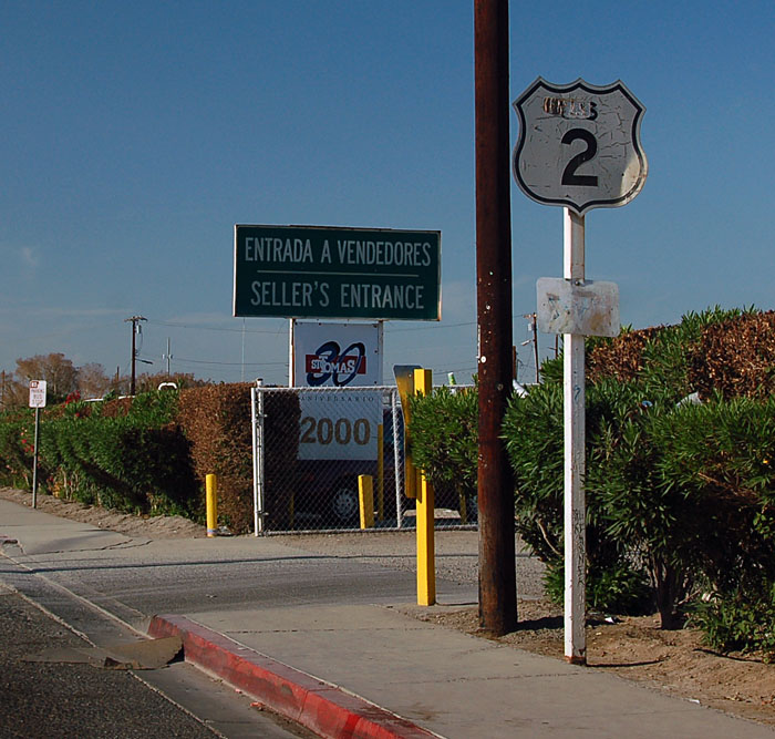 California - U.S. Highway 4, U.S. Highway 3, U.S. Highway 2, and U.S. Highway 1 sign.