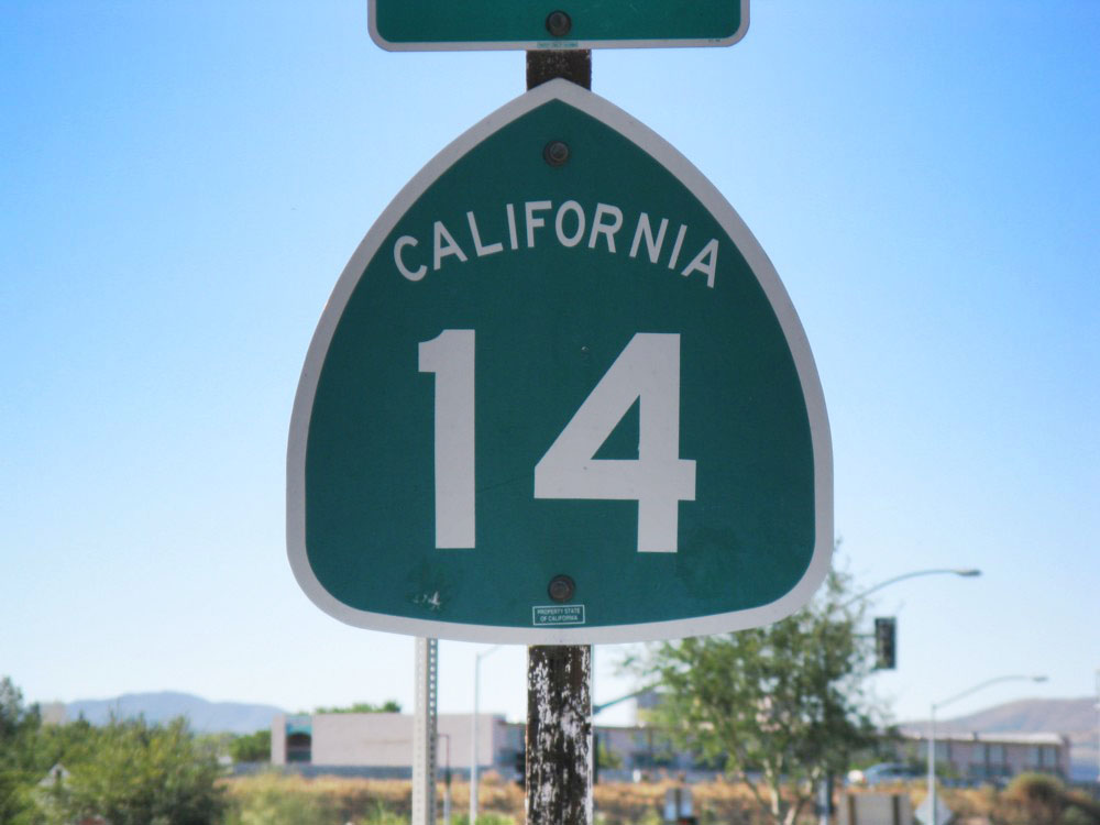 California State Highway 14 sign.
