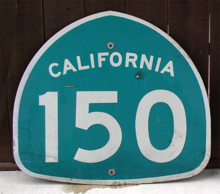 California State Highway 150 sign.