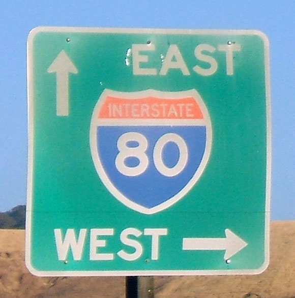 California Interstate 80 sign.