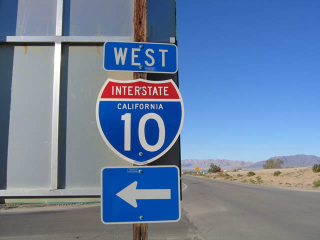 California Interstate 10 sign.