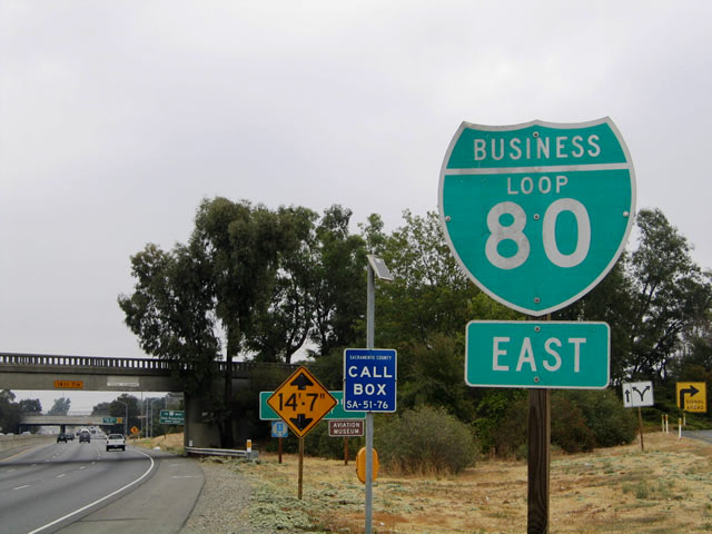 California business loop 80 sign.