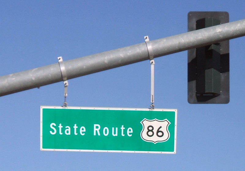 California U.S. Highway 86 sign.