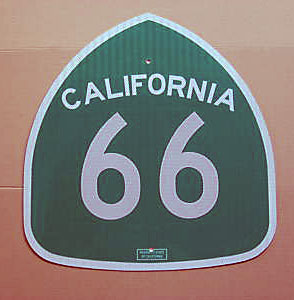 California State Highway 66 sign.