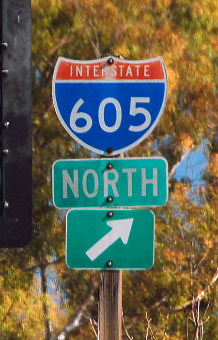California Interstate 605 sign.