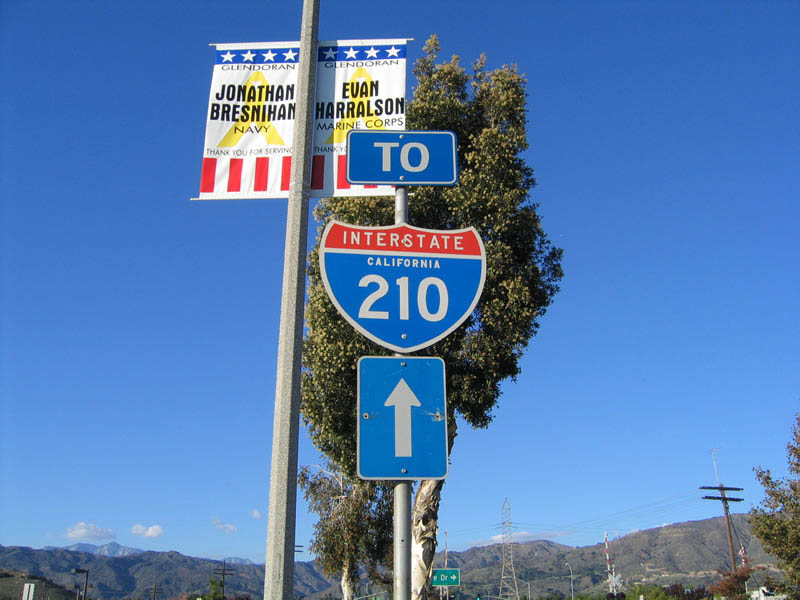 California Interstate 210 sign.