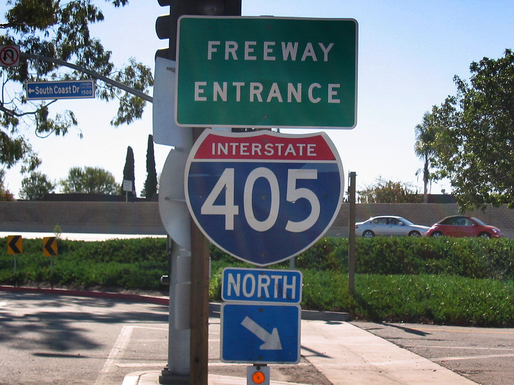 California Interstate 405 sign.