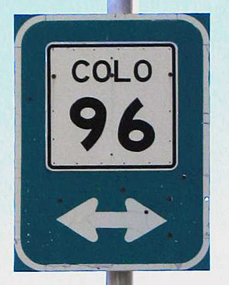 Colorado State Highway 96 sign.