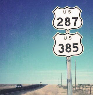 Colorado - U.S. Highway 385 and U.S. Highway 287 sign.