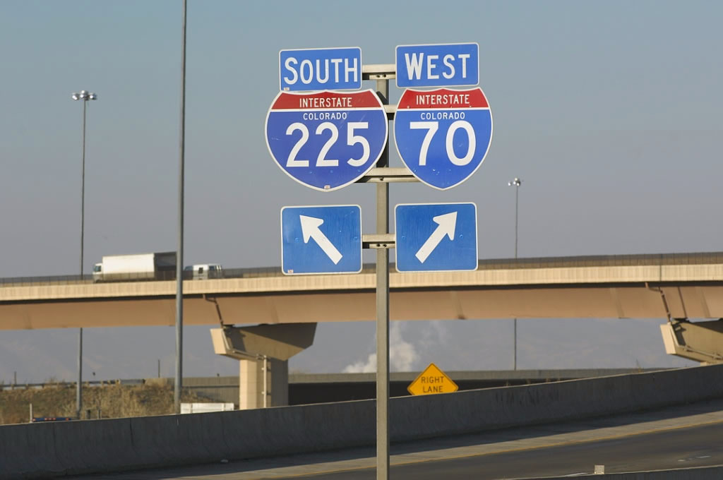 Colorado - Interstate 70 and Interstate 225 sign.