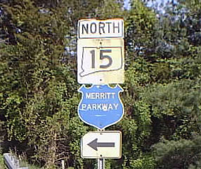 Connecticut - Merritt Parkway and State Highway 15 sign.