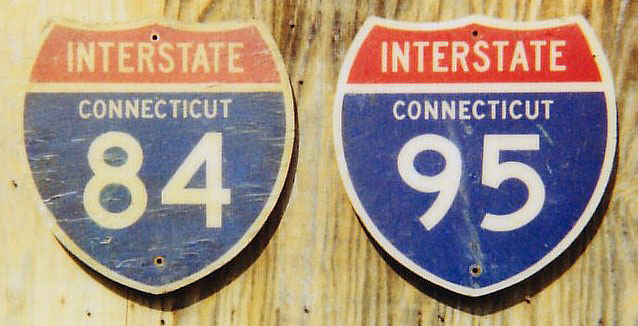 Connecticut - Interstate 95 and Interstate 84 sign.