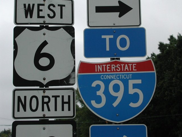 Connecticut - Interstate 395 and U.S. Highway 6 sign.